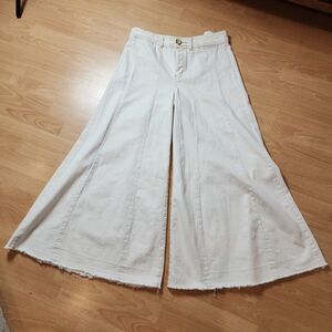 Free People White Wide Leg Flare Jeans